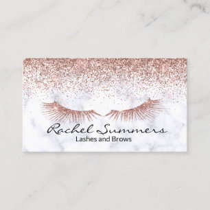 Rosa Gold Glitter Ombre Marmor Augenbraue Wimpern Visitenkarte