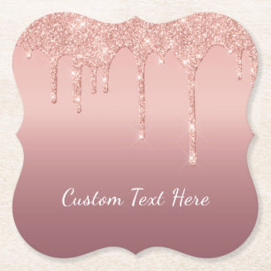 Rosa Gold Glitter Papier Untersetzer mit individue