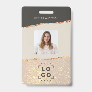 Rosa Gold Glitter rosa und schwarzes Mädchen elega Ausweis