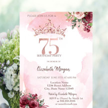 Rosa Gold Glitter Rosen Krone 75. Geburtstag