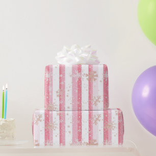 Rosa Gold Glitter Schneeflocken Weihnachten Geschenkpapier