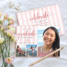 Rosa Gold Glitter Schrift Abschlusfoto-Collage