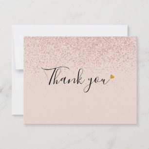 Rosa Gold Glitter Schrift Geschäft Dankeschön Kart Dankeskarte
