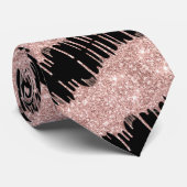 Rosa-Gold-Glitter Schwarz Halstuch Krawatte (Gerollt)