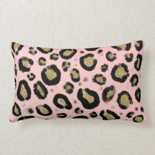 Rosa Gold Glitter & Schwarz Leopard Gepard Druck Lendenkissen