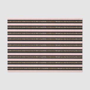 Rosa Gold Glitter & schwarze Streifen Geburtstagsf Seidenpapier