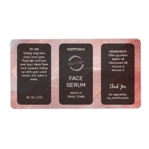 Rosa Gold Glitter Serum Etikett