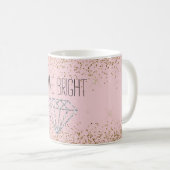 Rosa Gold Glitter Silber Diamant Strahlt Hell Kaffeetasse (VorderseiteRechts)