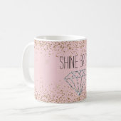 Rosa Gold Glitter Silber Diamant Strahlt Hell Kaffeetasse (Vorderseite Links)