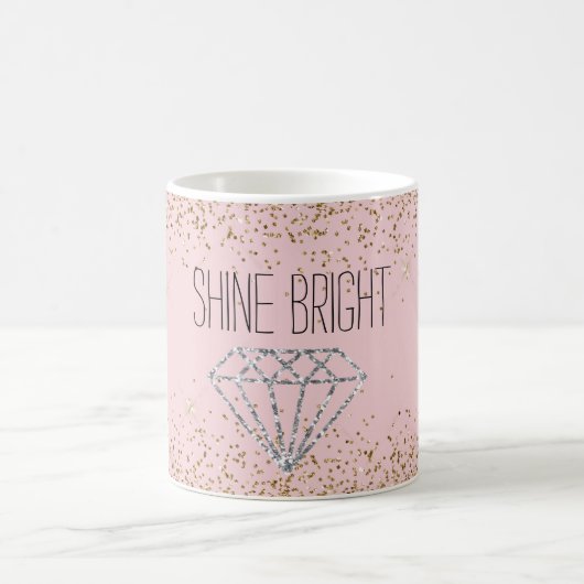 Rosa Gold Glitter Silber Diamant Strahlt Hell Kaffeetasse (Mittel)