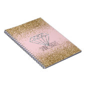 Rosa Gold Glitter Silber Diamant Strahlt Hell Notizblock (Rechte Seite)