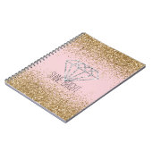 Rosa Gold Glitter Silber Diamant Strahlt Hell Notizblock (Linke Seite)