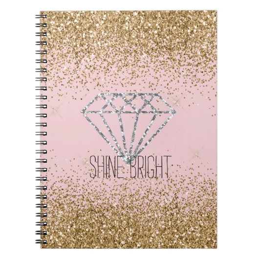 Rosa Gold Glitter Silber Diamant Strahlt Hell Notizblock (Vorderseite)