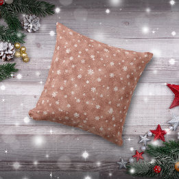 Rosa Gold Glitter Sterne Schneeflocken Kissen