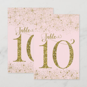 Rosa Gold Glitter-Tischkarten Nummer 10 Einladung