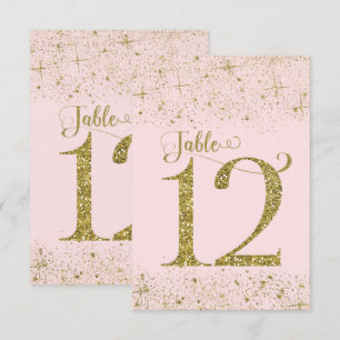 Rosa Gold Glitter-Tischkarten Nummer 12 Einladung