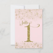 Rosa Gold Glitter-Tischzahlen Nummer 1 Einladung (Vorderseite)
