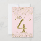 Rosa Gold Glitter-Tischzahlen Nummer 4 Einladung (Rückseite)