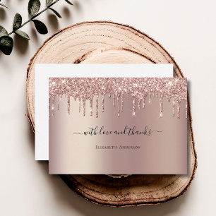 Rosa Gold Glitter-Tropf Glamouröser Braut-Shower-T Dankeskarte