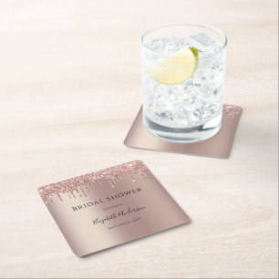 Rosa Gold Glitter-Tropf Glamouröser Trend für Brau Rechteckiger Pappuntersetzer