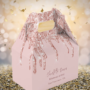 Rosa Gold Glitter-Tropfen Geschäfts-QR-Code Geschenkschachtel