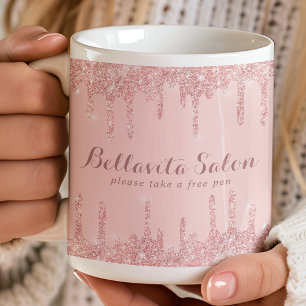 Rosa Gold Glitter-Tropfen Salon Geschäft Stifthalt Kaffeetasse