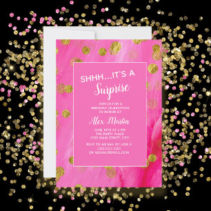 Rosa Gold Glitter Überraschungs-Geburtstagsfeier Einladung