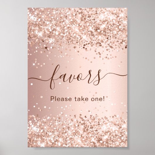 Rosa Gold Glitterstaub Partygeschenk Schild (Vorne)