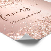 Rosa Gold Glitterstaub Partygeschenk Schild (Ecke)