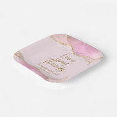 Rosa & Gold Glitzer Agate Liebe und Dank Hochzeit Pappteller (Gewinkelt)