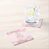 Rosa & Gold Glitzer Agate Liebe und Dank Hochzeit Rechteckiger Pappuntersetzer (Vor Ort)