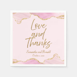 Rosa & Gold Glitzer Agate Liebe und Dank Hochzeit Serviette