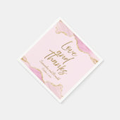 Rosa & Gold Glitzer Agate Liebe und Dank Hochzeit Serviette (Ecke)