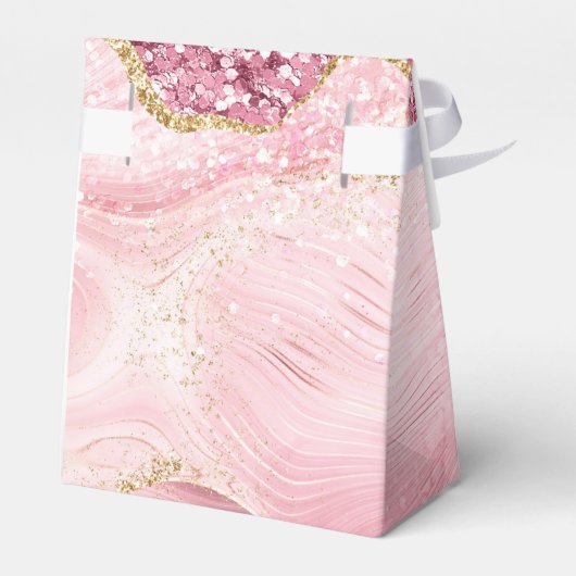 Rosa Gold Glitzer Agate Marble 15. Quinceañera Geschenkschachtel (Rückseite)
