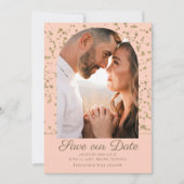 Rosa Gold Glitzer Arch Dome Foto Hochzeit Save The Date (Vorderseite)