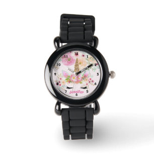 Rosa Gold Glitzer Einhorn Blume Giro del Malcanton Armbanduhr