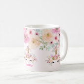 Rosa Gold Glitzer Einhorn Blume Giro del Malcanton Kaffeetasse (VorderseiteRechts)
