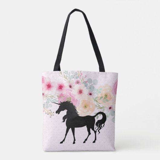Rosa Gold Glitzer Einhorn Blume Giro del Malcanton Tasche (Rückseite)