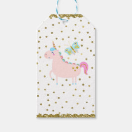 Rosa & Gold Glitzer Einhorn Girls Geburtstagsparty Geschenkanhänger
