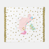 Rosa & Gold Glitzer Einhorn Giro del Malcantone Ki Fleecedecke (Vorderseite (Horizontal))