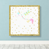 Rosa & Gold Glitzer Einhorn Giro del Malcantone Ki Leinwanddruck (Insitu (Holzboden))