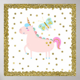 Rosa & Gold Glitzer Einhorn Giro del Malcantone Ki Poster