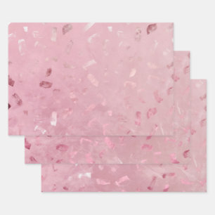 Rosa-Gold-Glitzer Geschenkpapier Set