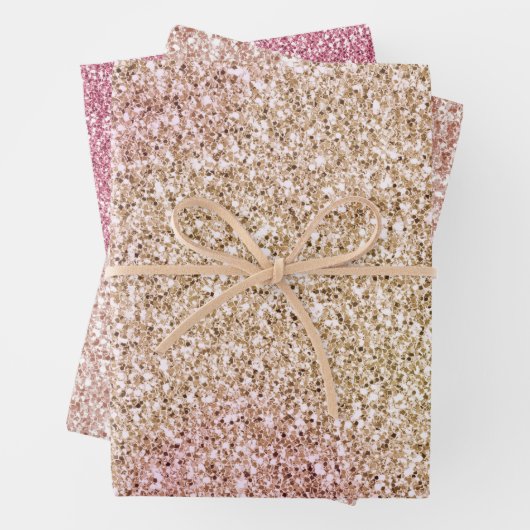 Rosa Gold Glitzer Geschenkpapier Set (Beispiel)