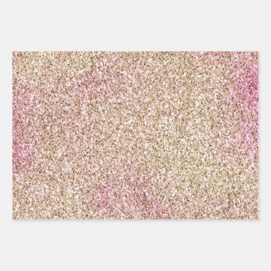 Rosa Gold Glitzer Geschenkpapier Set (Vorderseite)