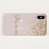Rosa Gold Glitzer Girly Hübscher Anfangsname Case-Mate iPhone Hülle (Rückseite (Horizontal))