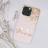 Rosa Gold Glitzer Girly Hübscher Anfangsname Case-Mate iPhone Hülle
