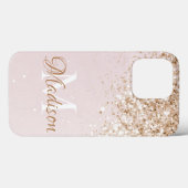 Rosa Gold Glitzer Girly Hübscher Anfangsname Case-Mate iPhone Hülle (Rückseite (Horizontal))