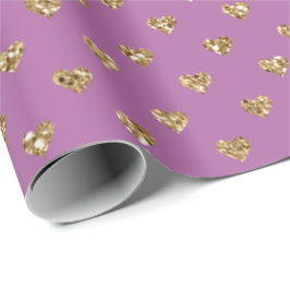 Rosa Gold Glitzer Herz Geschenkpapier