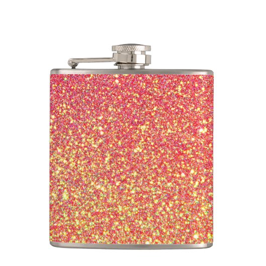 Rosa Gold Glitzer Imitate Flachmann (Vorderseite)